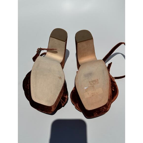 Loeffler Randall Fae Velvet Open Toe Platform Heels Sandals Sz 6 NIB Spice $425 - Picture 7 of 16